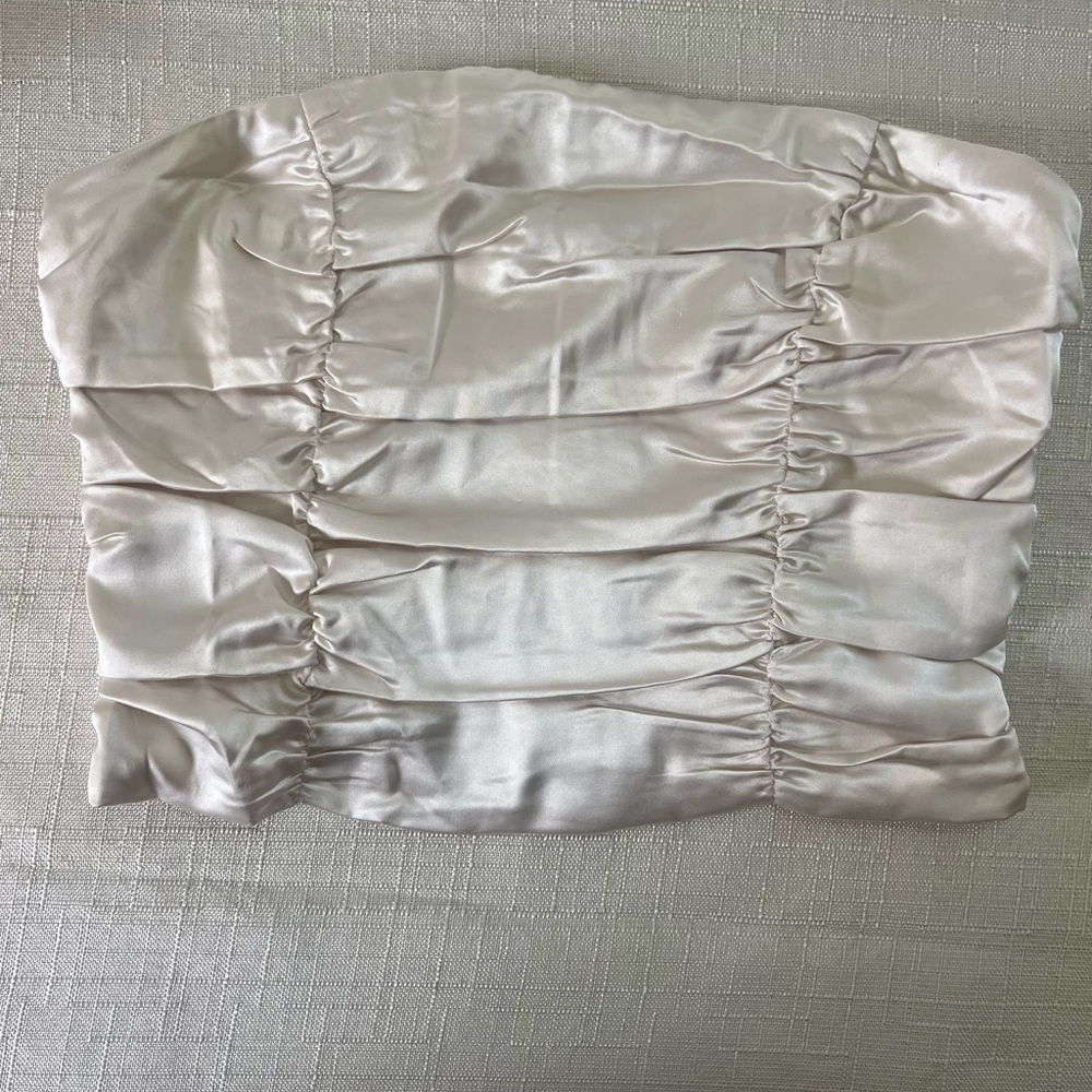 NWT 12th Tribe Satin Ruched Top - Cream
